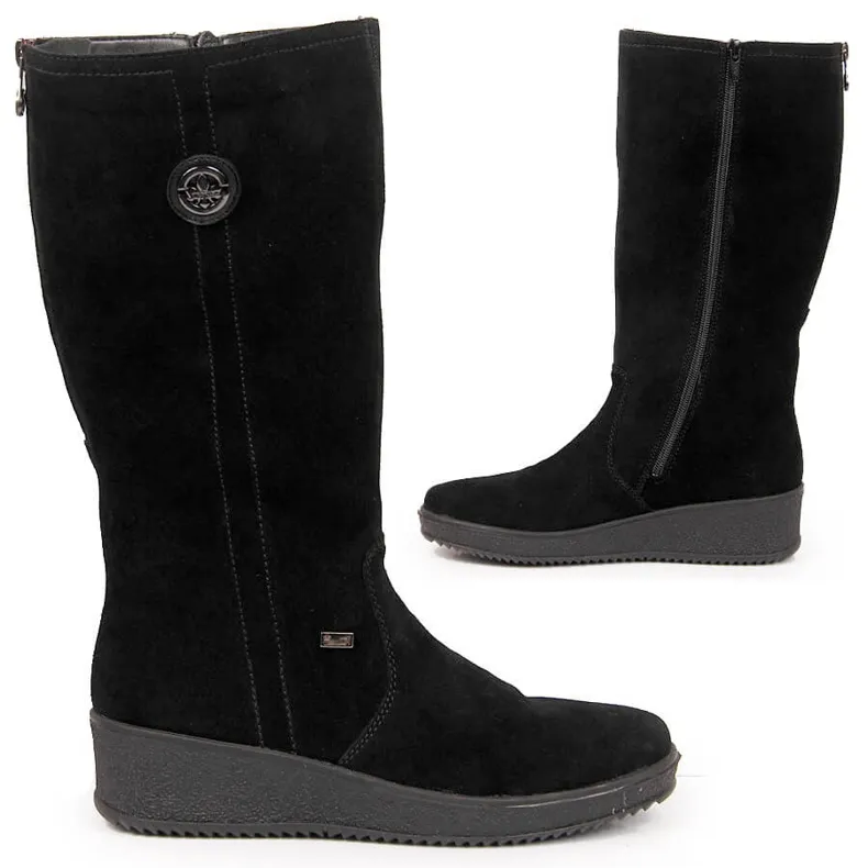 Nubuck laarzen geïsoleerd met schapenwol Rieker Y4470 zwart