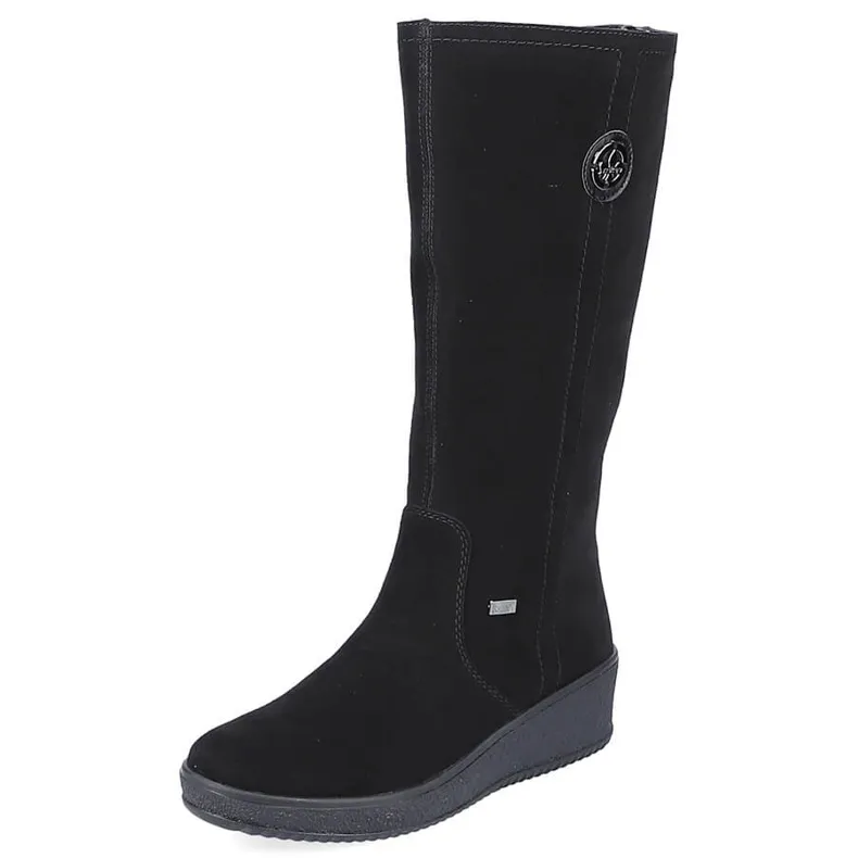 Nubuck laarzen geïsoleerd met schapenwol Rieker Y4470 zwart