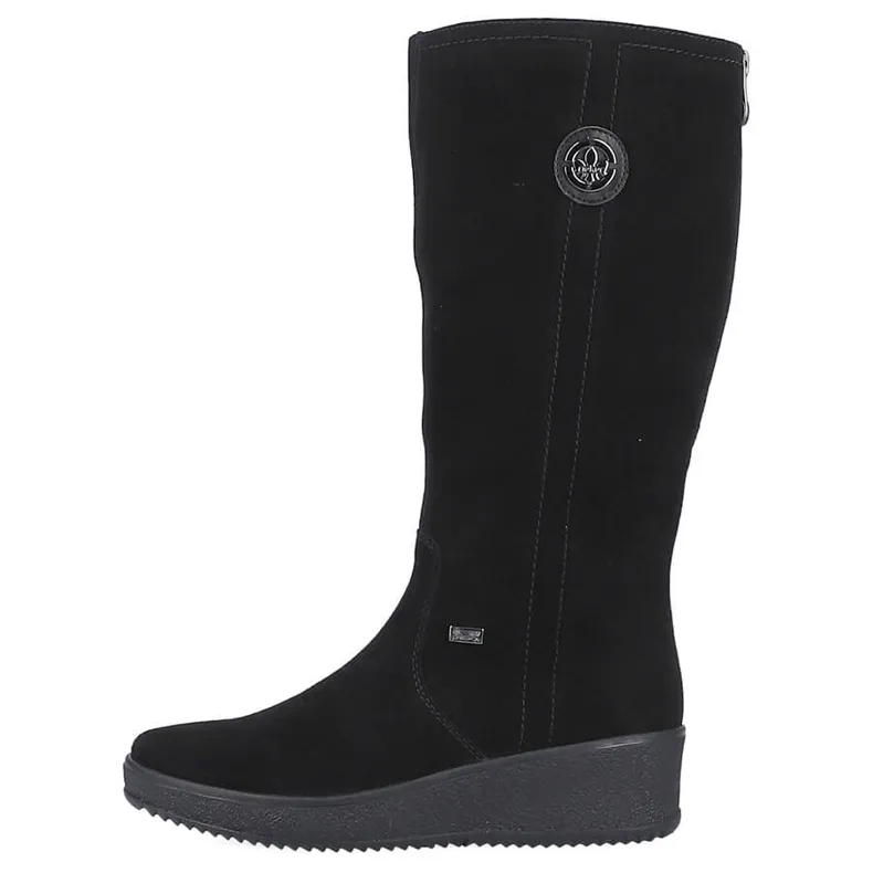 Nubuck laarzen geïsoleerd met schapenwol Rieker Y4470 zwart