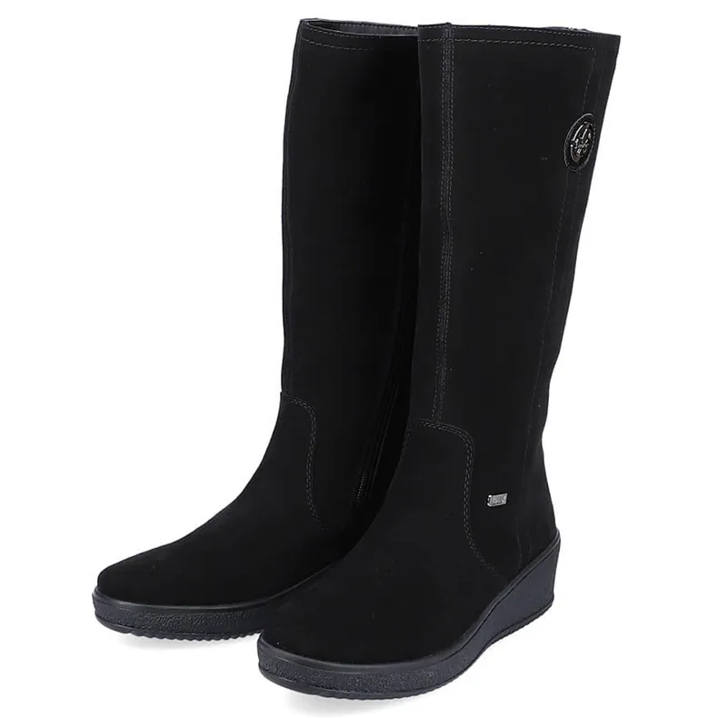 Nubuck laarzen geïsoleerd met schapenwol Rieker Y4470 zwart