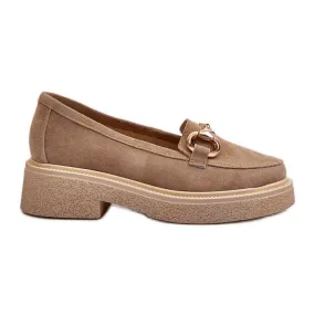 Zazoo 3429 suède damesmocassins met decoratie, beige